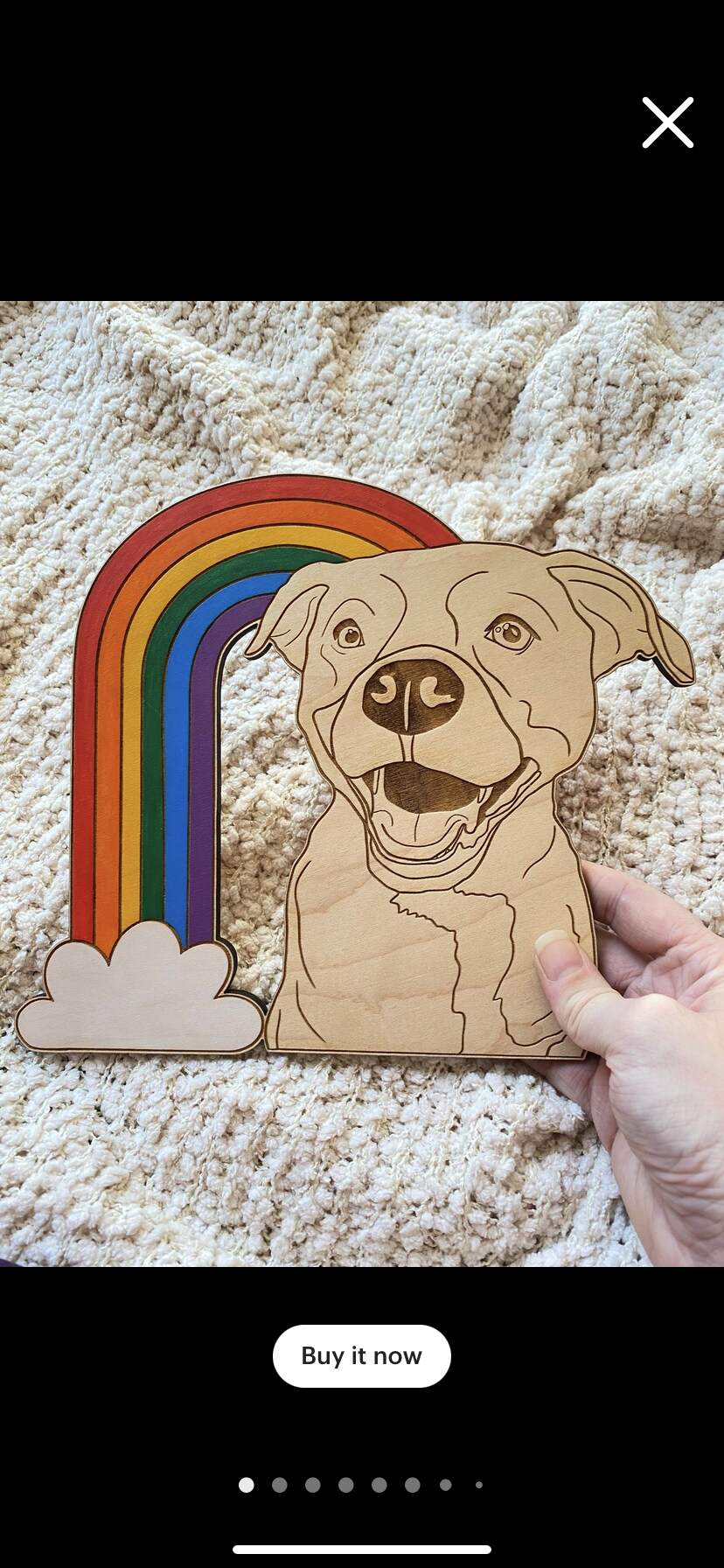 8” Rainbow Bridge Pitbull Wooden Wall Hanging