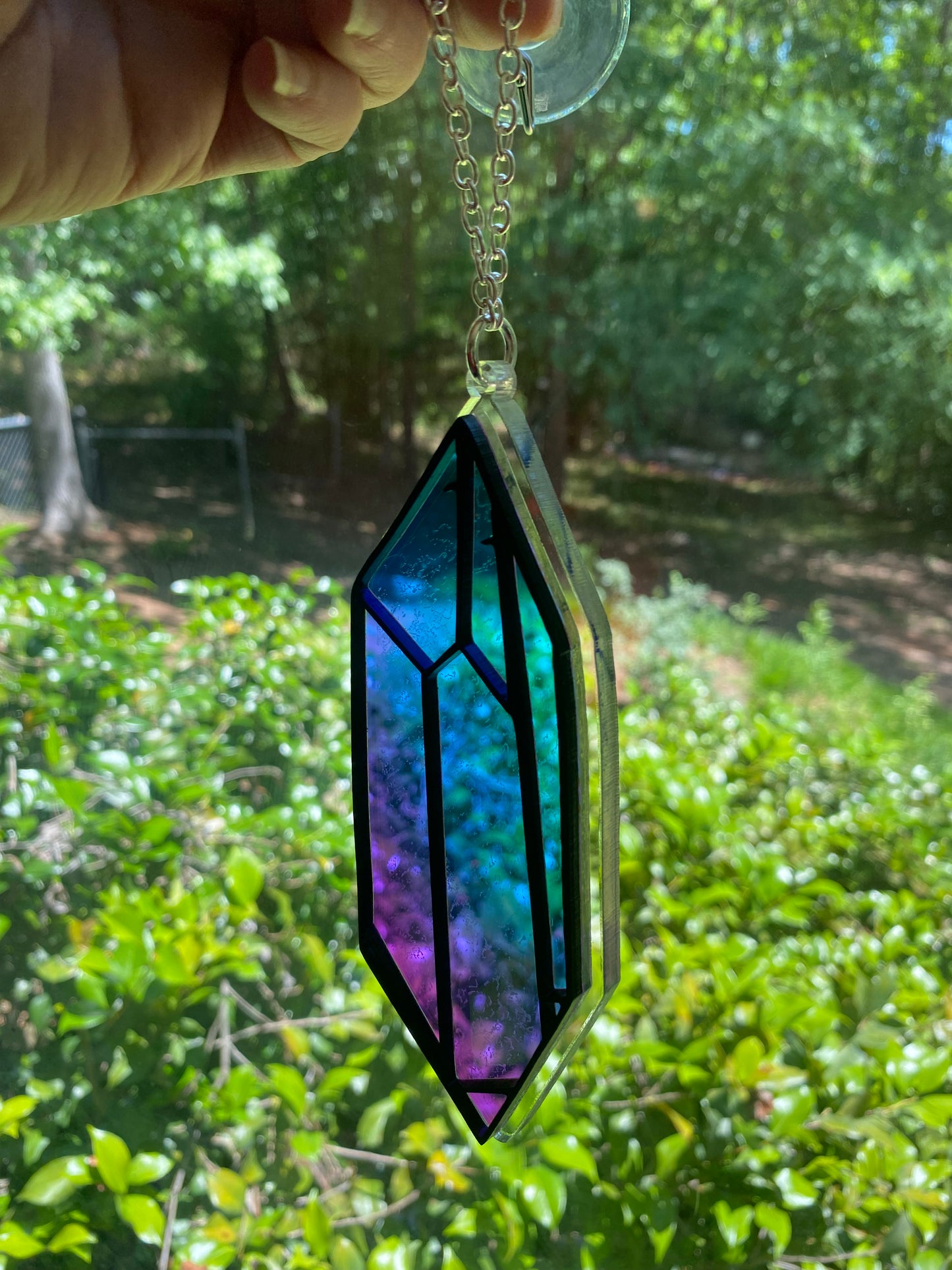 6” Crystal Black Outline on Rainbow Suncatcher