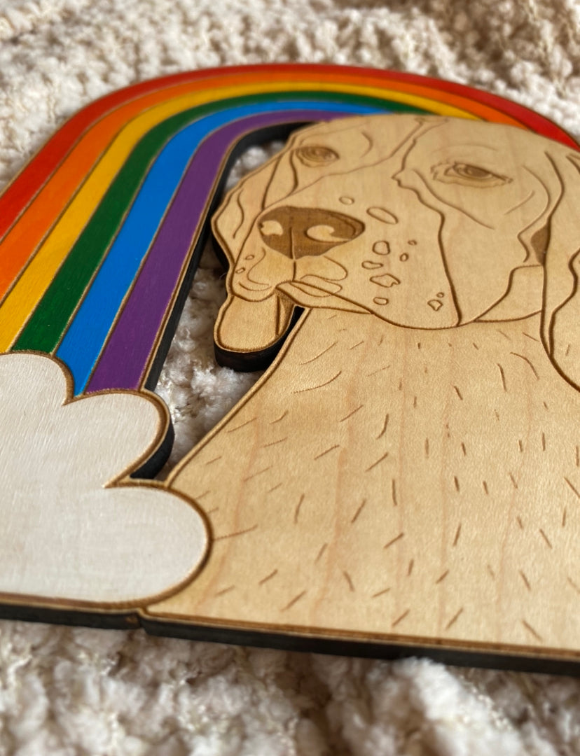 8” Rainbow Bridge Beagle Wooden Wall Hanging