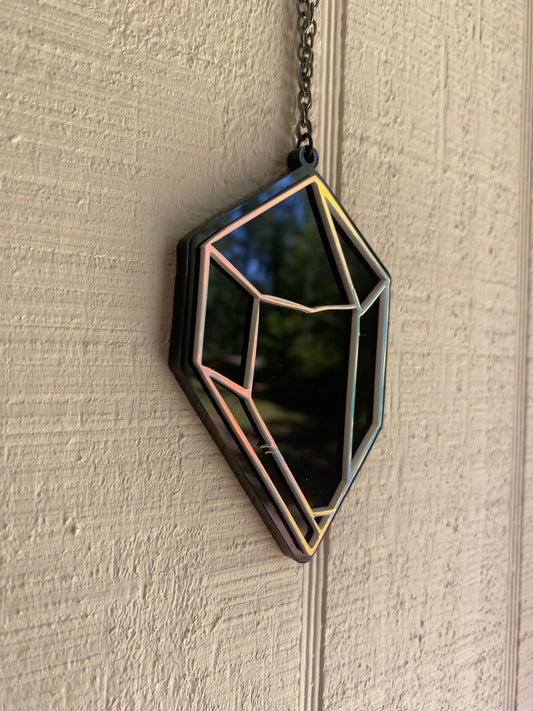 4” Crystal Dawn Prism Outline on Black Acrylic Wall Hanging