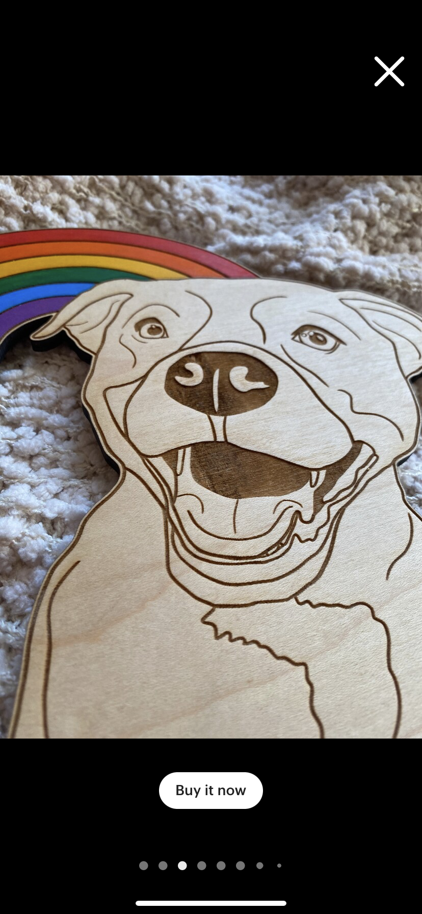 8” Rainbow Bridge Pitbull Wooden Wall Hanging