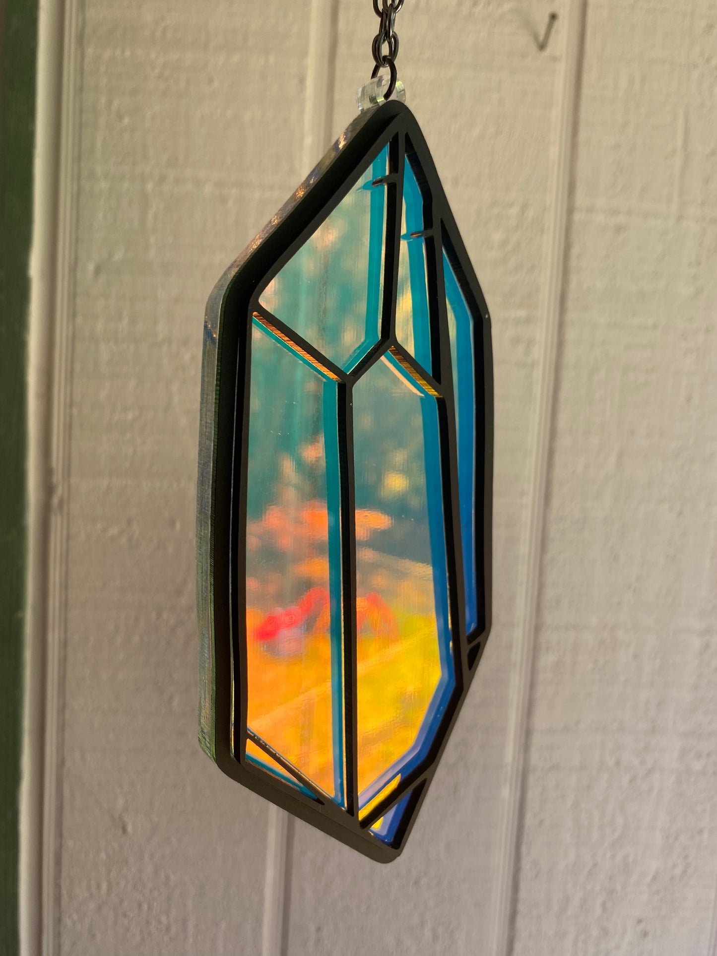 6” Crystal Black Outline on Rainbow Suncatcher