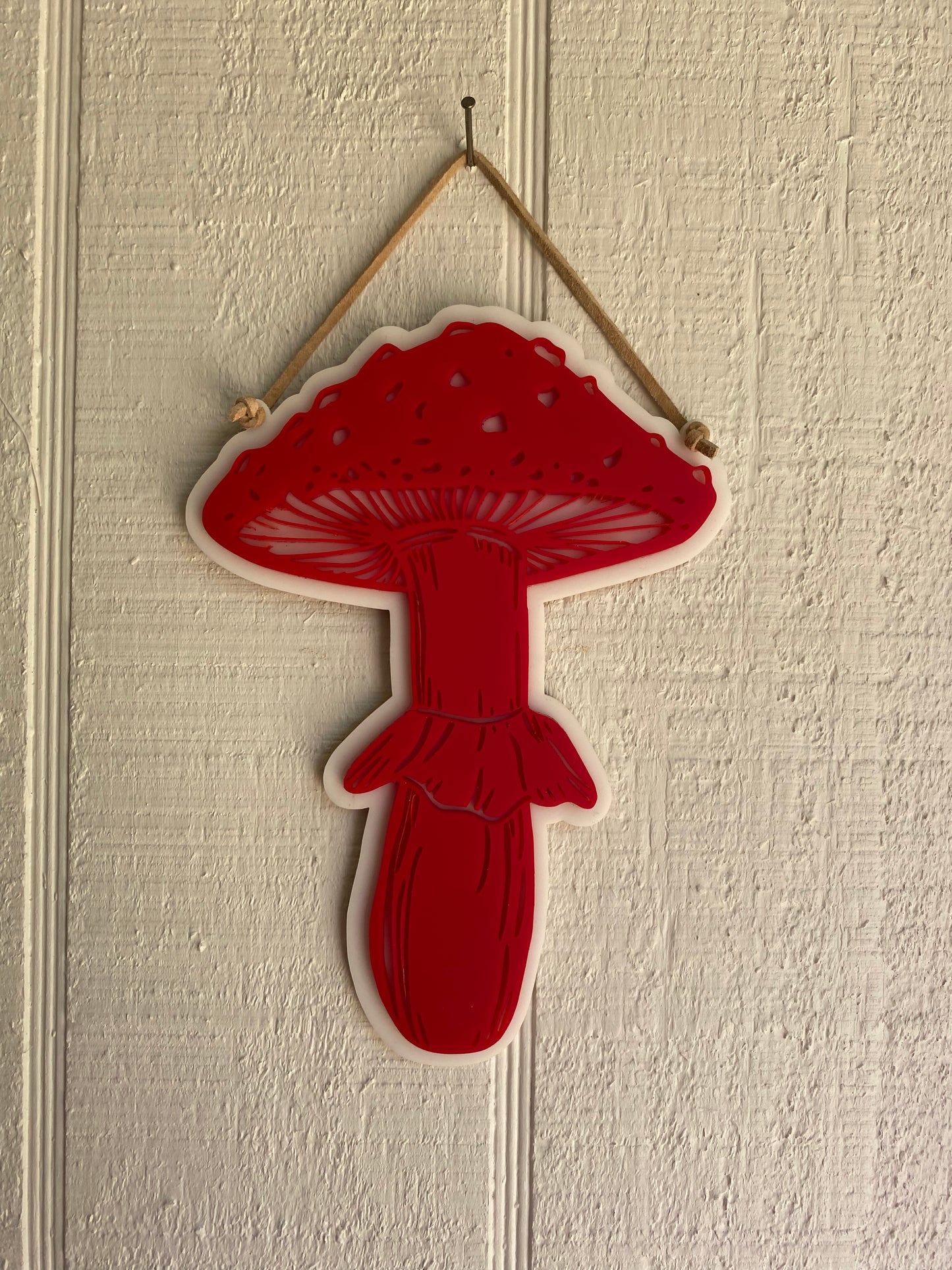 SALE: 6” Red Amanita Acrylic Wall Hanging