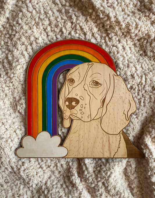 8” Rainbow Bridge Beagle Wooden Wall Hanging